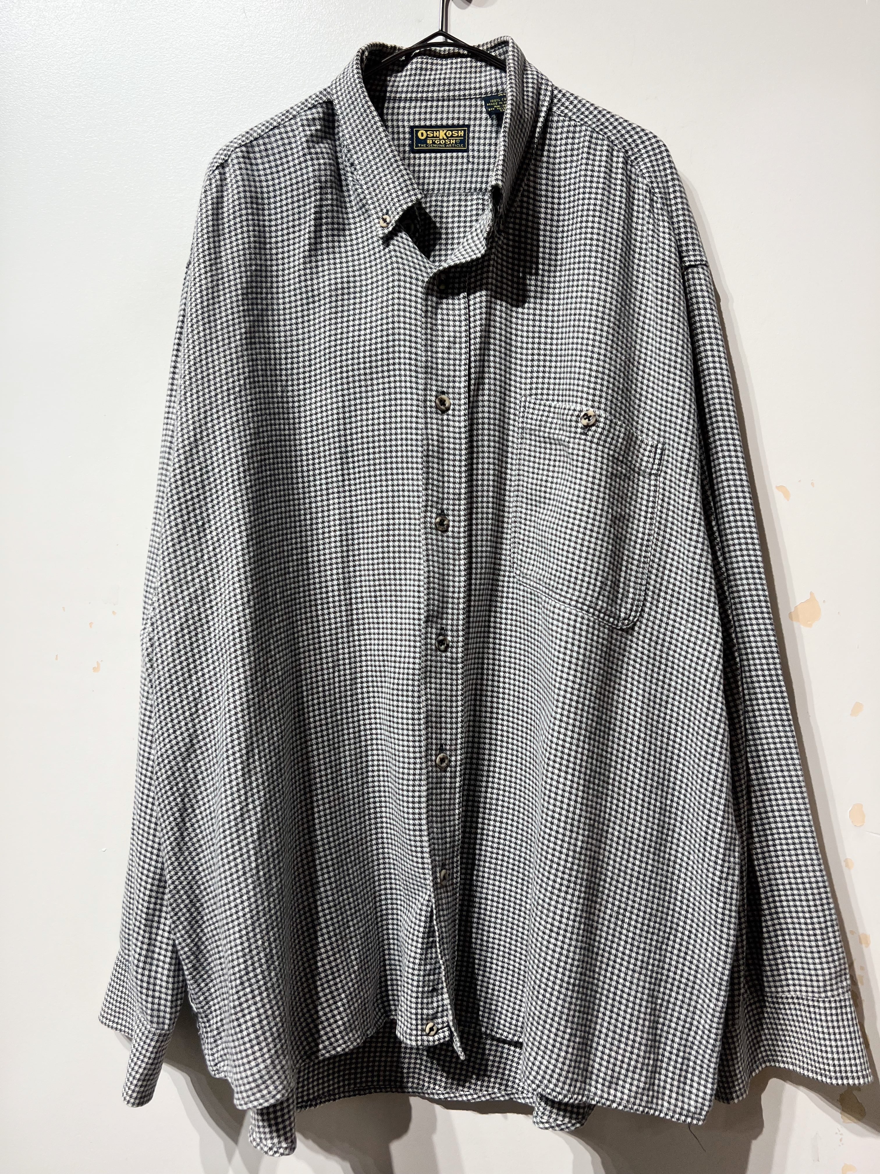 (SH1339)90‘s OshKosh “B’Gosh” plaid BD shirt made in Hungary