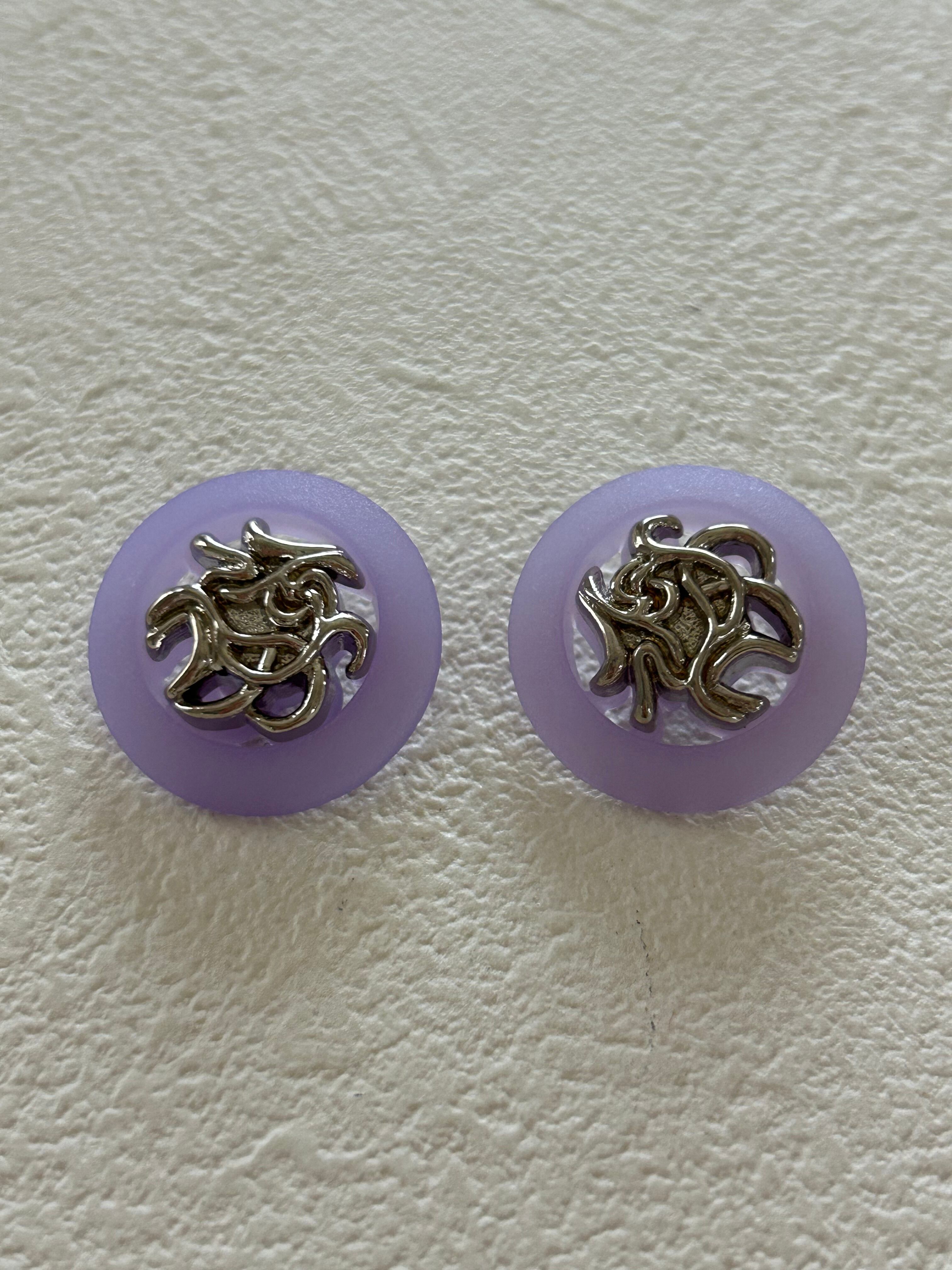 Japanese Vintage ボタン パープル×シルバー 20mm フロスト 昭和レトロ アクセサリーパーツ 装飾材 カルトナージュ