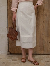 Provence Linen Blend Straight Skirt F0776