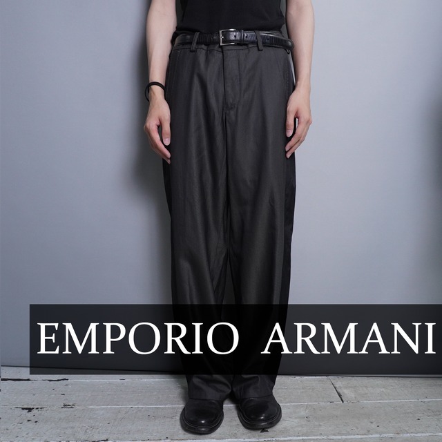 1*s様 90s EMPORIO ARMANI レーヨン スラックス EMPORIO ARMANI】レーヨン混 サイドライン入り とろみ ワイドイージー