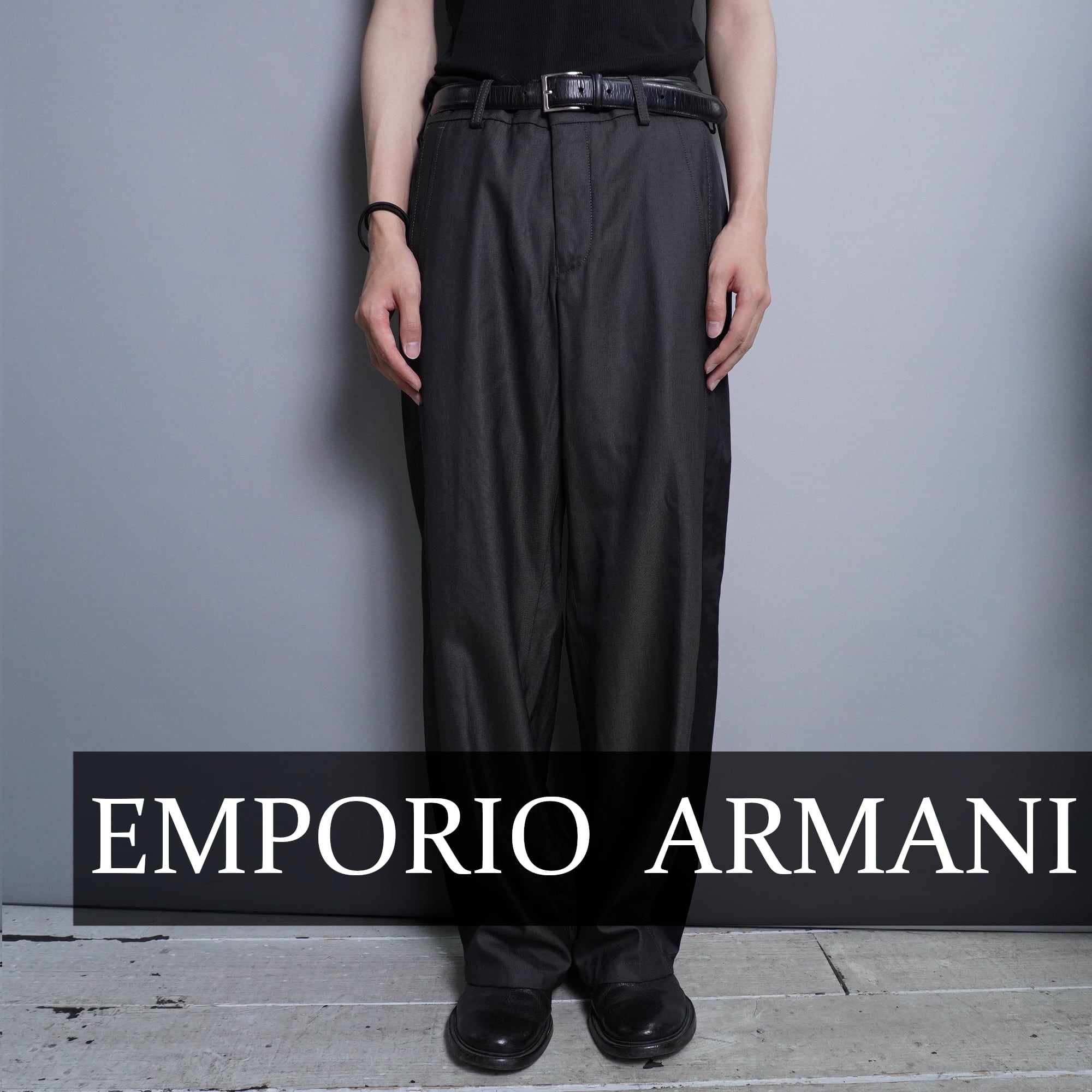 【EMPORIO ARMANI】レーヨン混 サイドライン入り とろみ ワイド