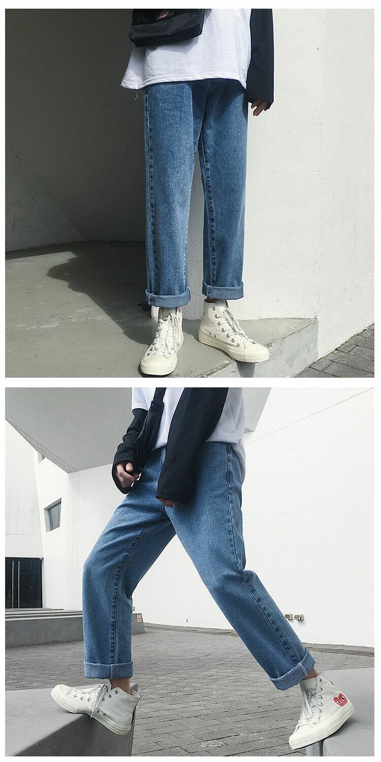 全1色 デニム パンツ ストレート カジュアル シンプル 無地