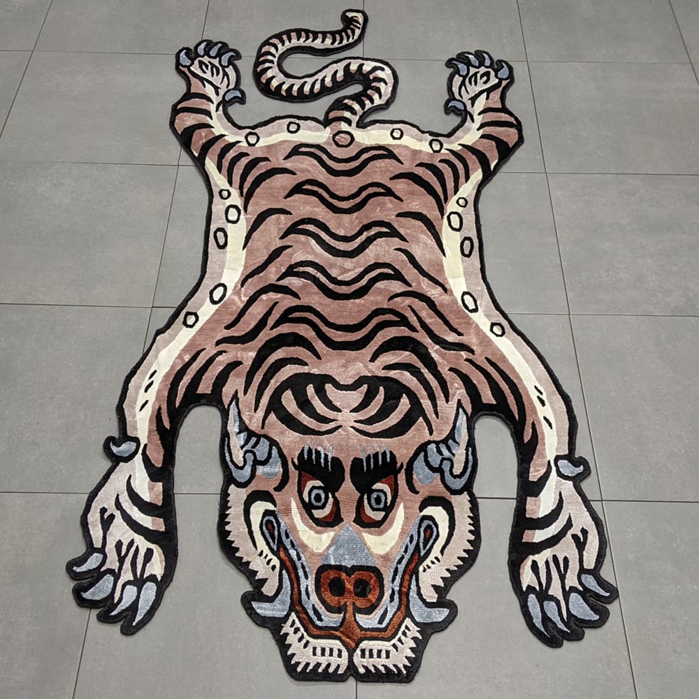 Tibetan Tiger Rug (Lサイズ シルク ココアブラウン 041) チベタン