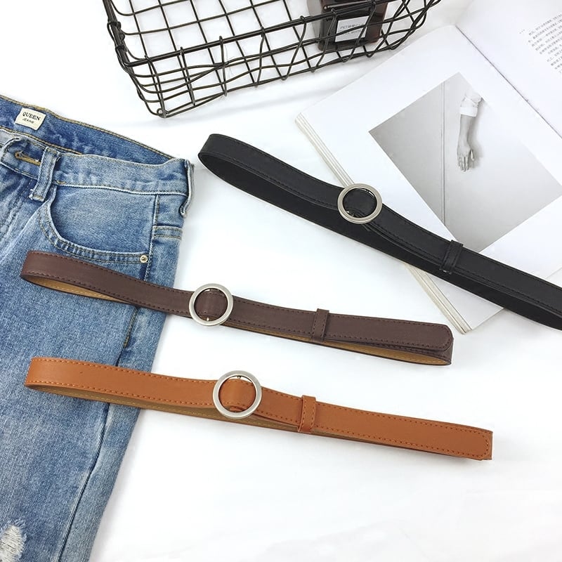 穴のないラウンドバックル学生ベルト女性のファッション装飾シンプルな野生の薄いベルトパンツ流行の黒人男性 ブラック・アイド・ピーズ87950238202