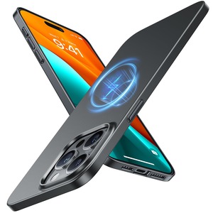 【在庫処分】TORRAS iPhone 15 Pro 用 ケース【極薄軽量・マグネット内蔵】マグセーフ対応 シンプル 多色展開 擦り傷防止 ハード レンズ保護 アイフォン15Pro用 カバー 6.1インチ「Originfit-Mag」グレー