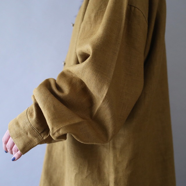 "刺繍" good design double button over silhouette linen shirt