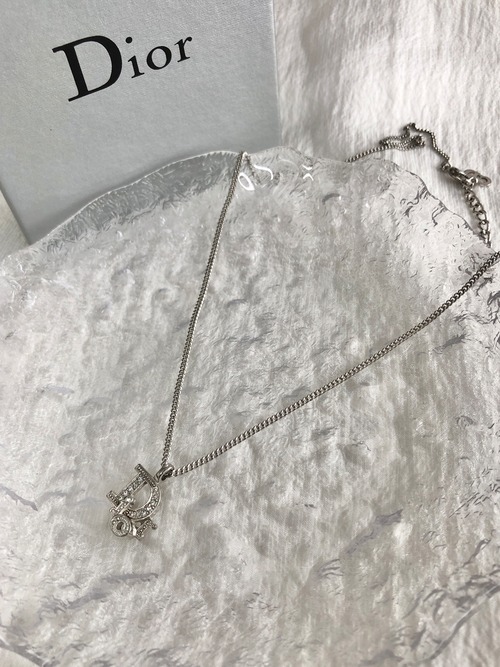 Christian Dior クリスチャン ディオール ネックレス シルバー DIOR ラインストーン vintage ヴィンテージ オールド zm2rcu