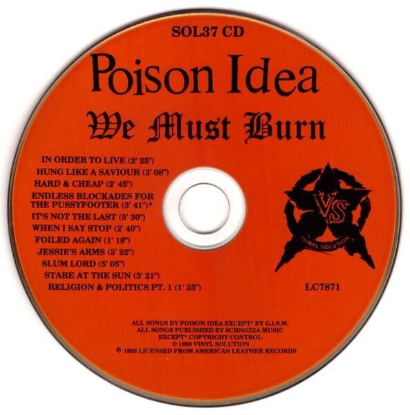 POISON IDEA we must burn オリジナルレコード Poison Idea/We Must Burn | RECORD SHOP CONQUEST/レコードショップ