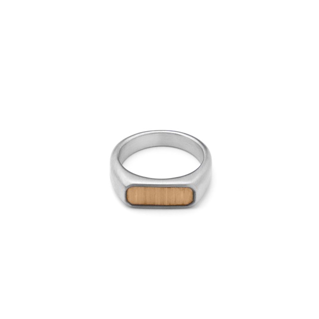 Wood slim signet ring（cri0088s）