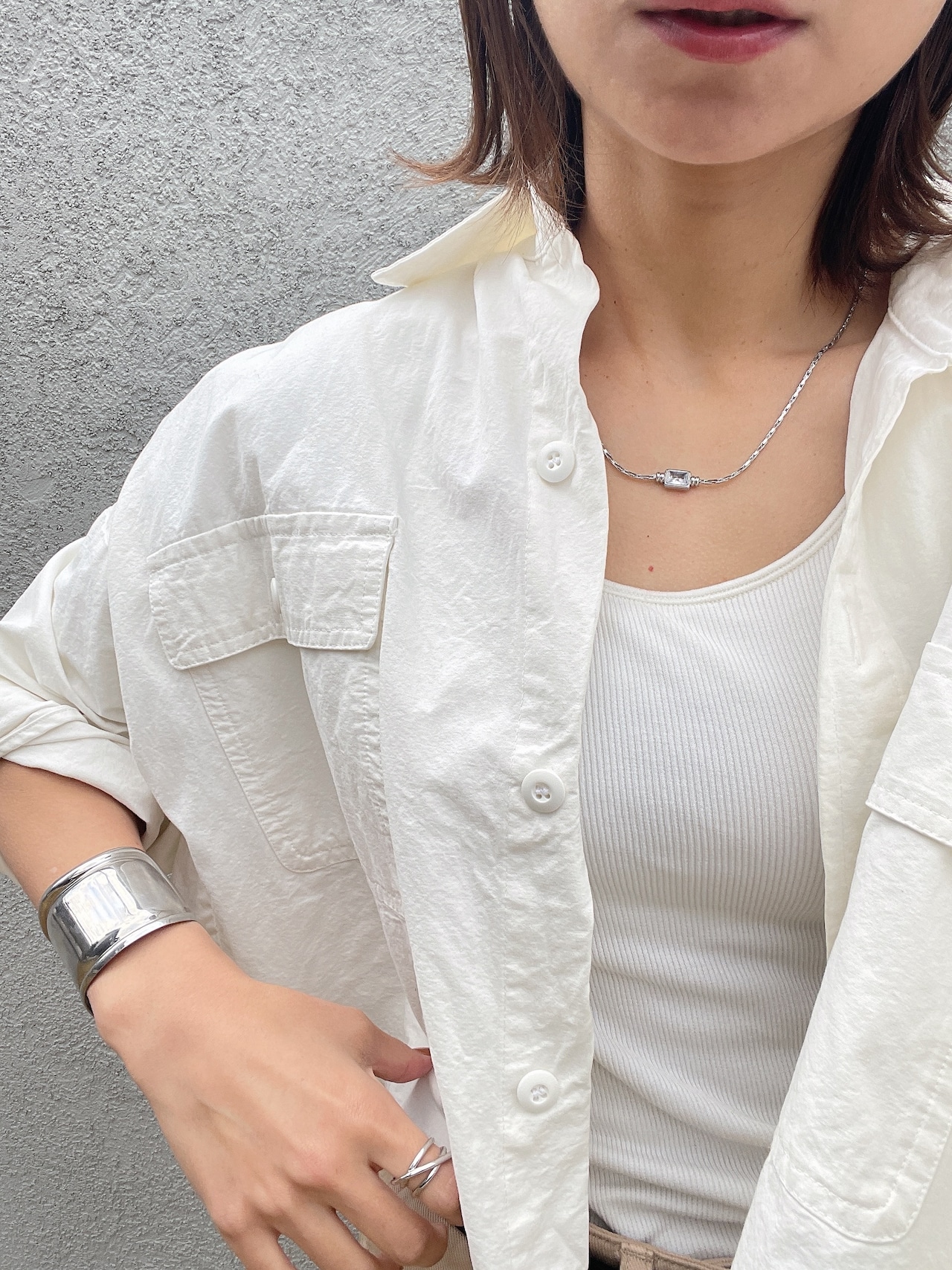 スクエアクリスタルネックレス