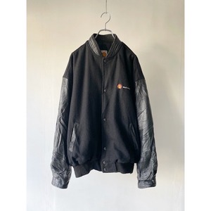 -shell- logo design leather switching stadium jumper