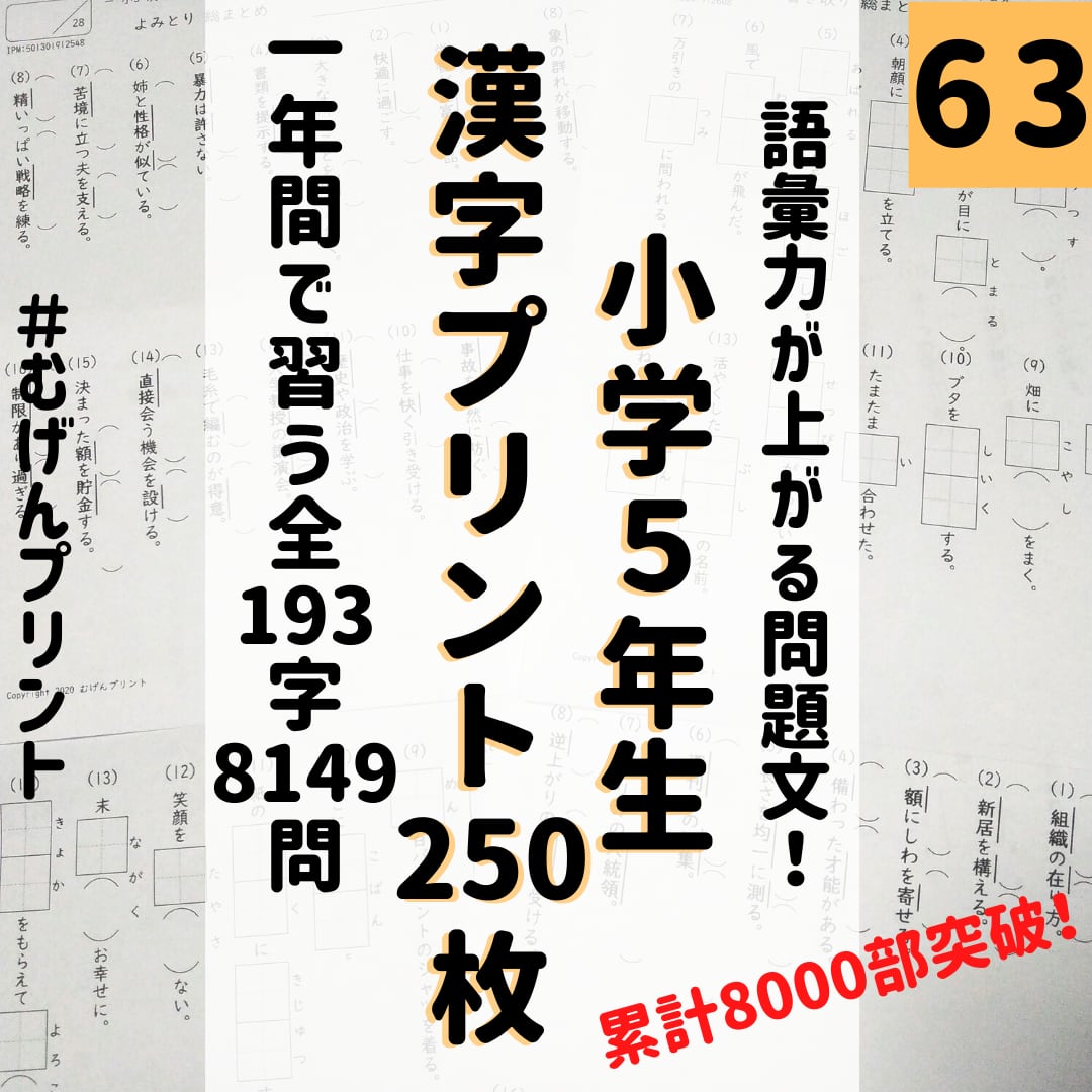 小学漢字問題集ドリル、大容量枚、反復練習、中学受験、むげん