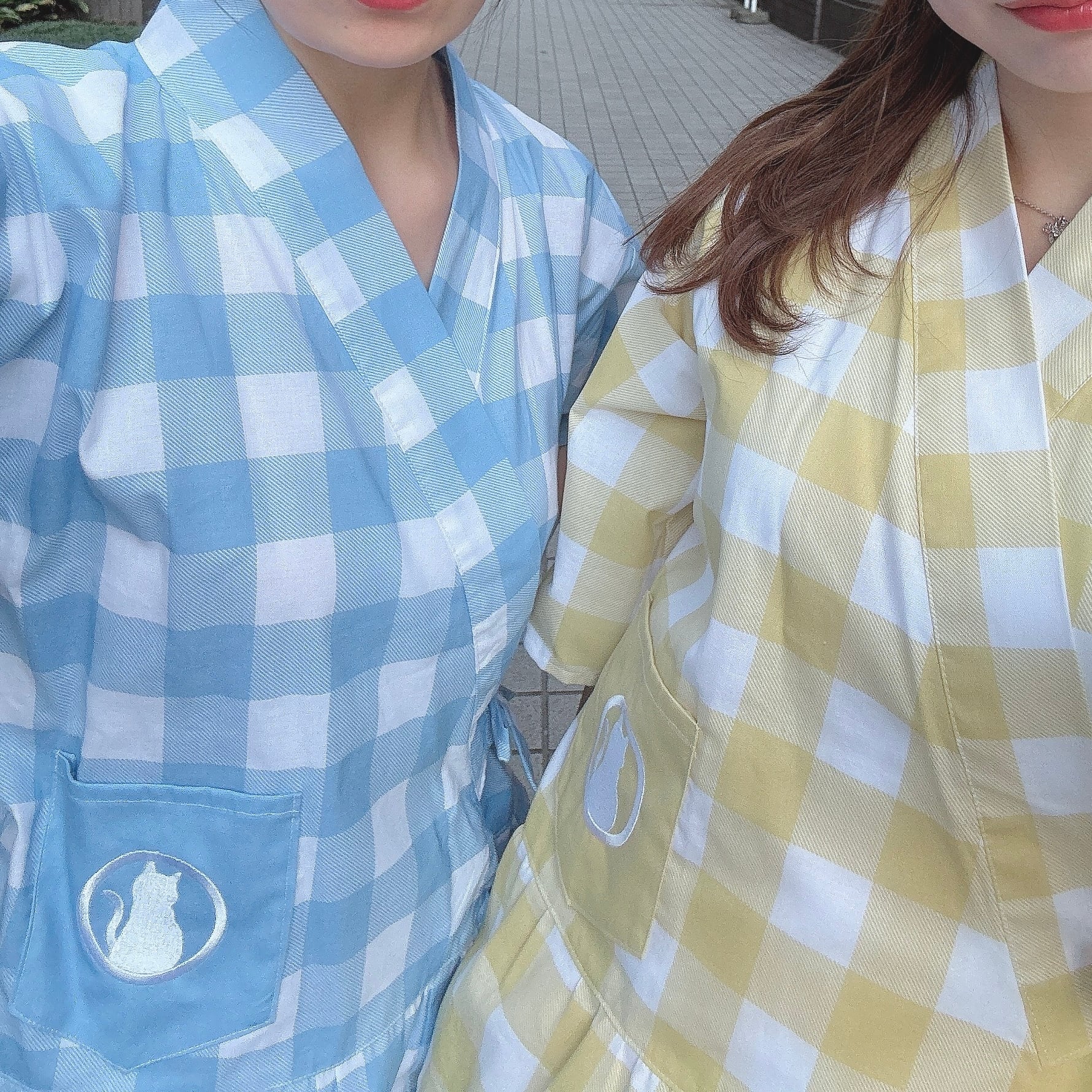 イエロー】ブロックチェックフリル甚平シュシュセット付 | 鈴ねこ