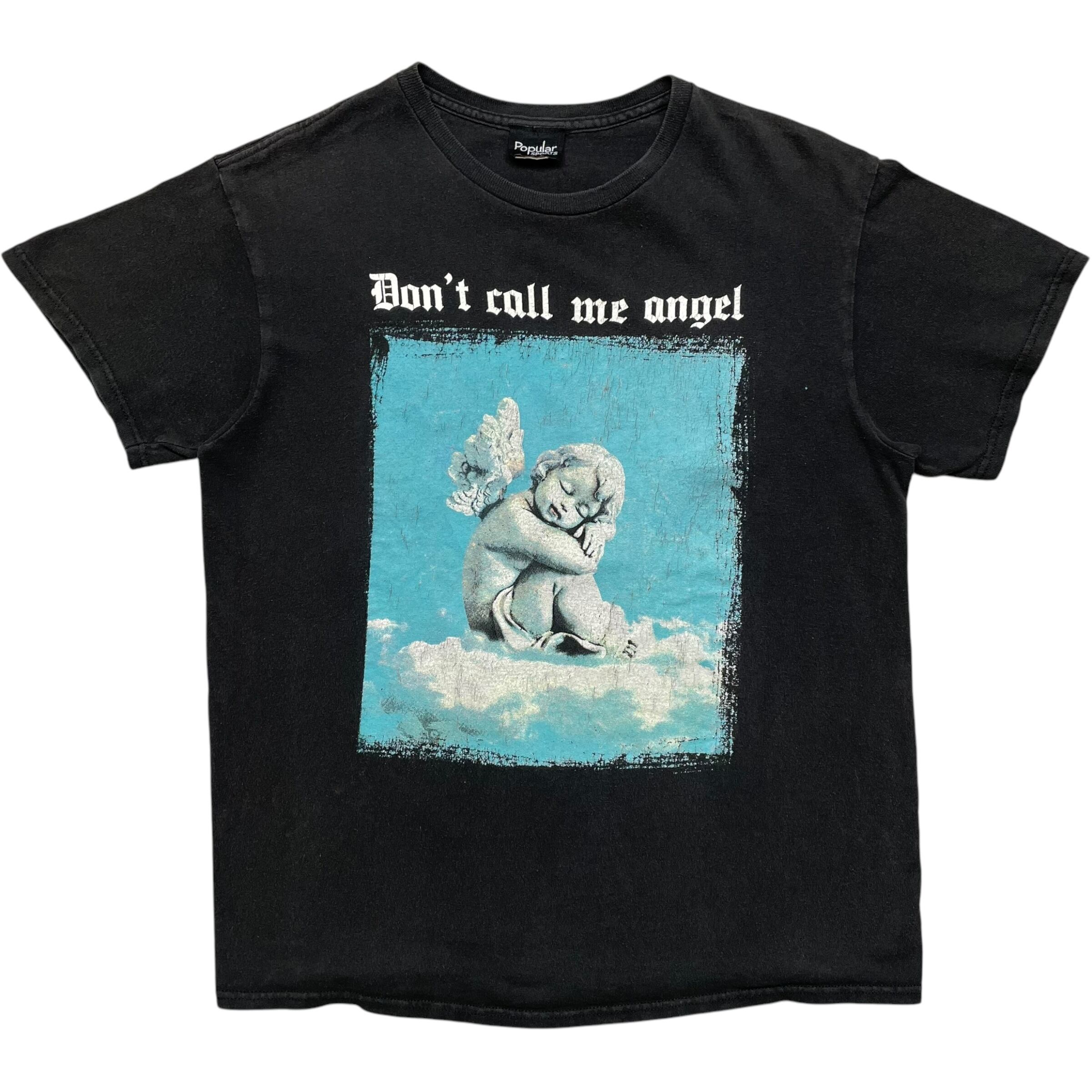 《M》 Popular SPORTS Tシャツ ブラック 天使フォトプリント no.6727