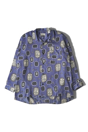 90's "EQUIPMENT" Viscose Cotton Tribal Print Open-Collar Shirt Made in FRANCE (Design by Christian Restoin)