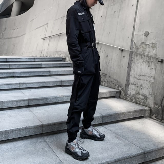 アットダーティー　オーバーオール　XL　オールインワン　つなぎ　ブラック 予約販売】オールインワン つなぎ 半袖 長袖 ハーフパンツ