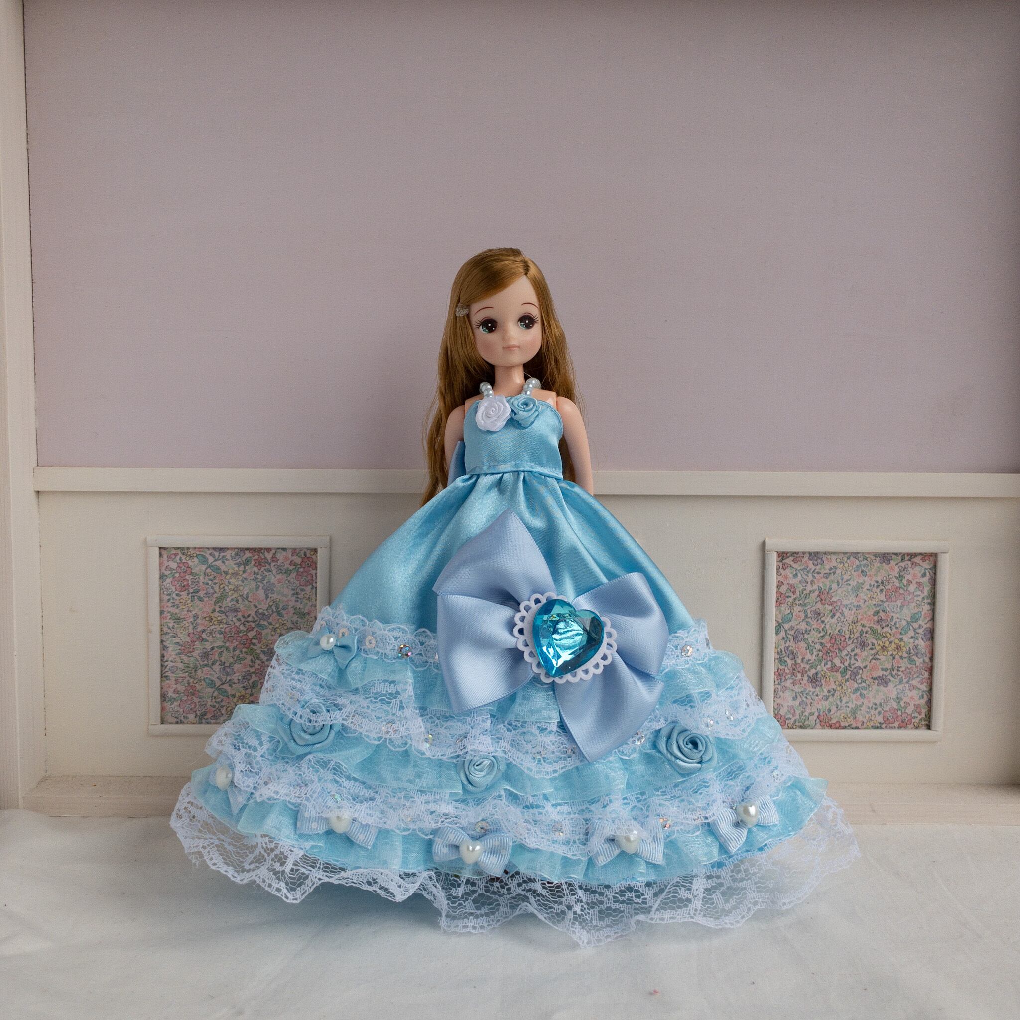 リカちゃんパーティドレス 水色2 Dollkamiyu