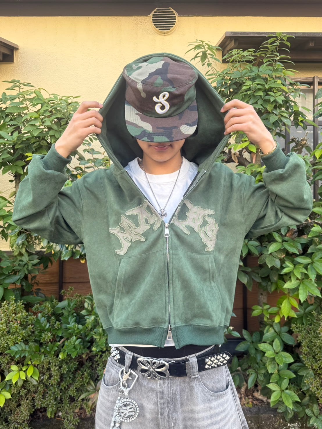 オ*ス様 xxdevelopmentダークグリーン フード付きパーカー ストリートパーカー（ダークグリーン） el1195 | elev fashion store