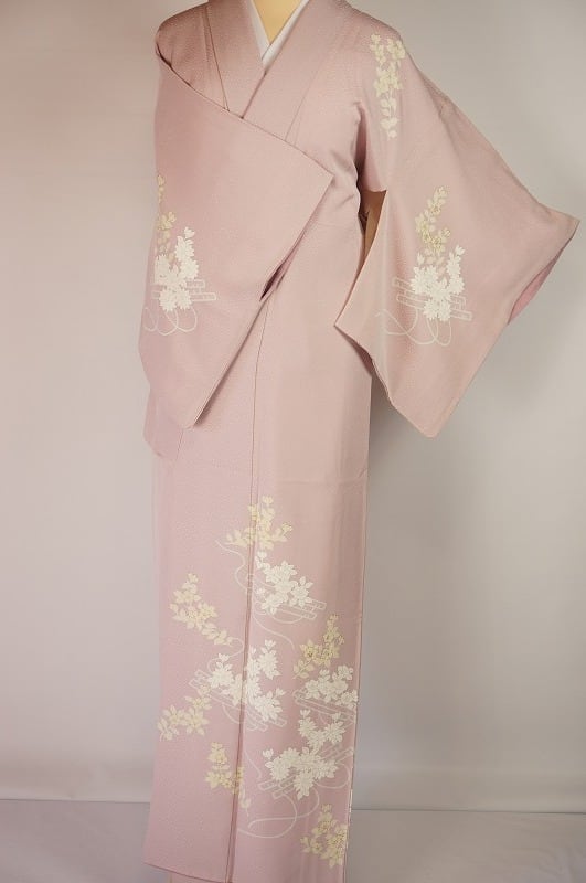 付け下げ訪問着 花柄 正絹 金彩 桜色 200 | kimono Re:和 [online