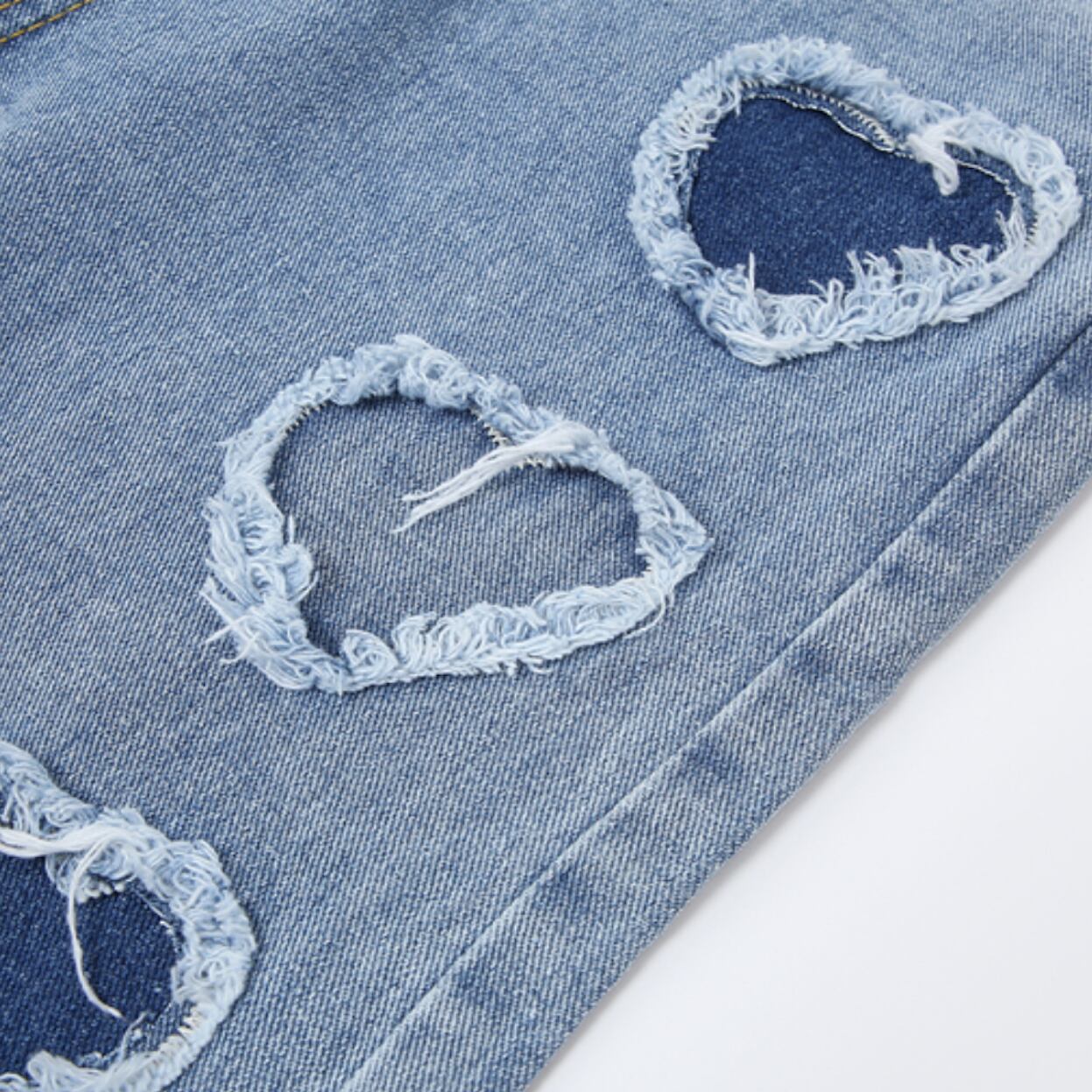 ハートモールドダメージデニムパンツ 韓国ファッション通販 Nosweat