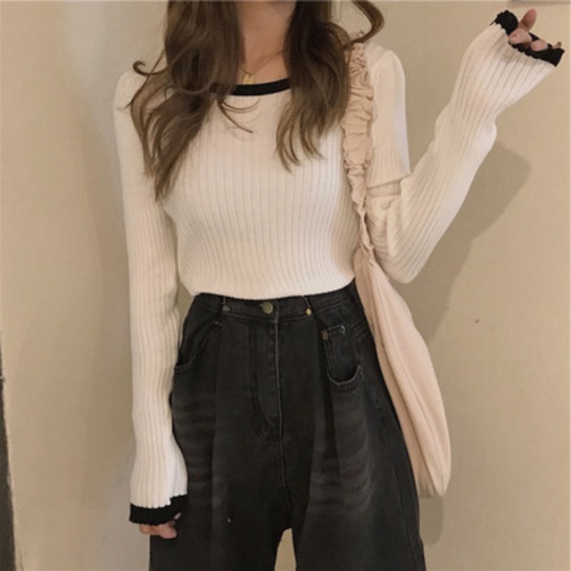 トップス デート カットソー ニットソー セーター 袖あり 長袖 かわいい 大人可愛い きれいめ シンプル カジュアル 大人 上品 おしゃれ お洒落 主役級 存在感 春 秋 冬 10代 20代 30代 レディース 女性用 OL 学生 デート お出かけ 公園デビュー 女子会 休日 イベント 旅行 着回し 普段使い ファッション コーデ 楽ちん モテ トレンド 流行 インスタ映え S M L XL 白 ホワイト 黒 ブラック