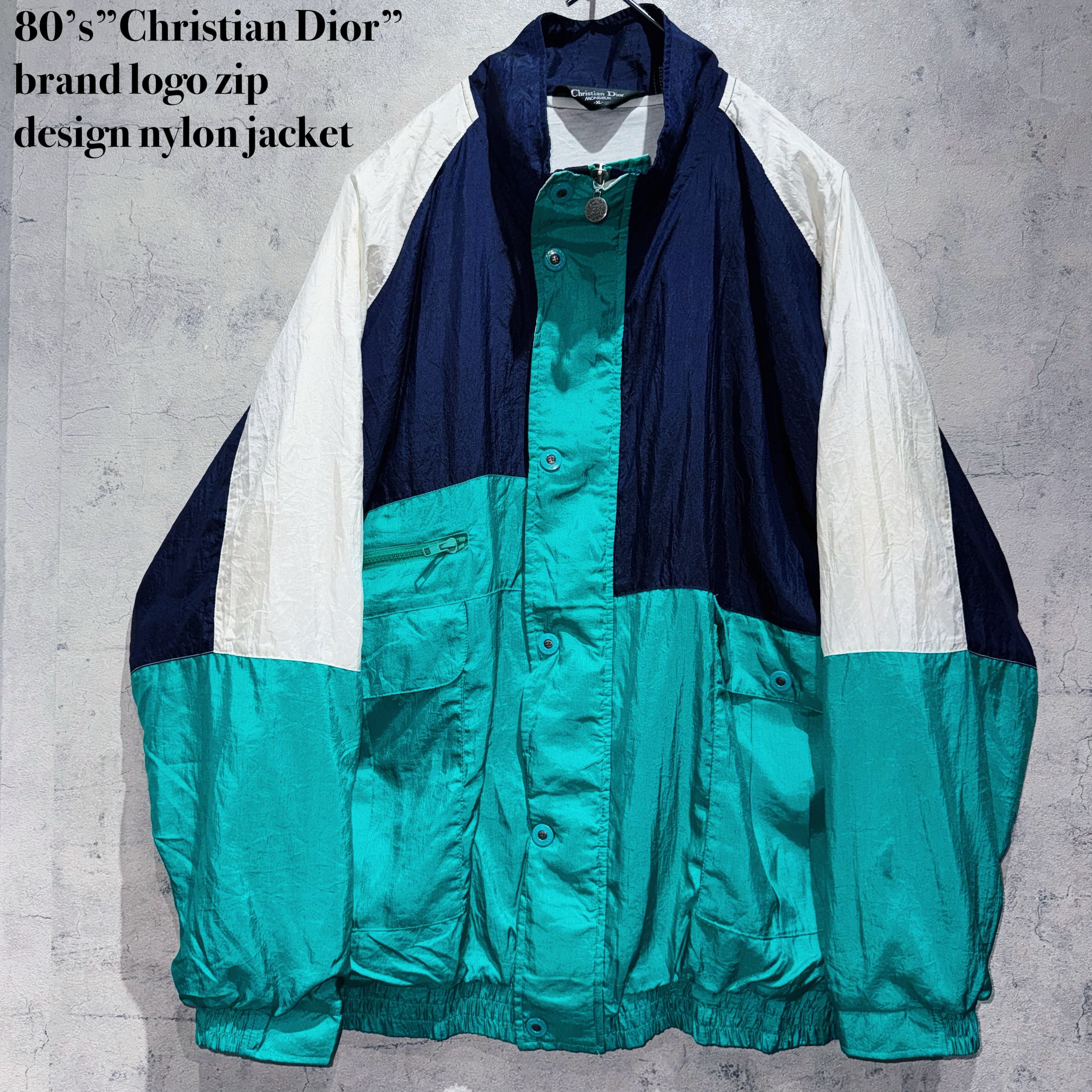 80's”Christian Dior”brand logo zip design nylon jacket | ayne