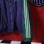 90s adidas 中綿ナイロンジャケット　ツートンカラー　緑×紫　刺繍トレフォイル　