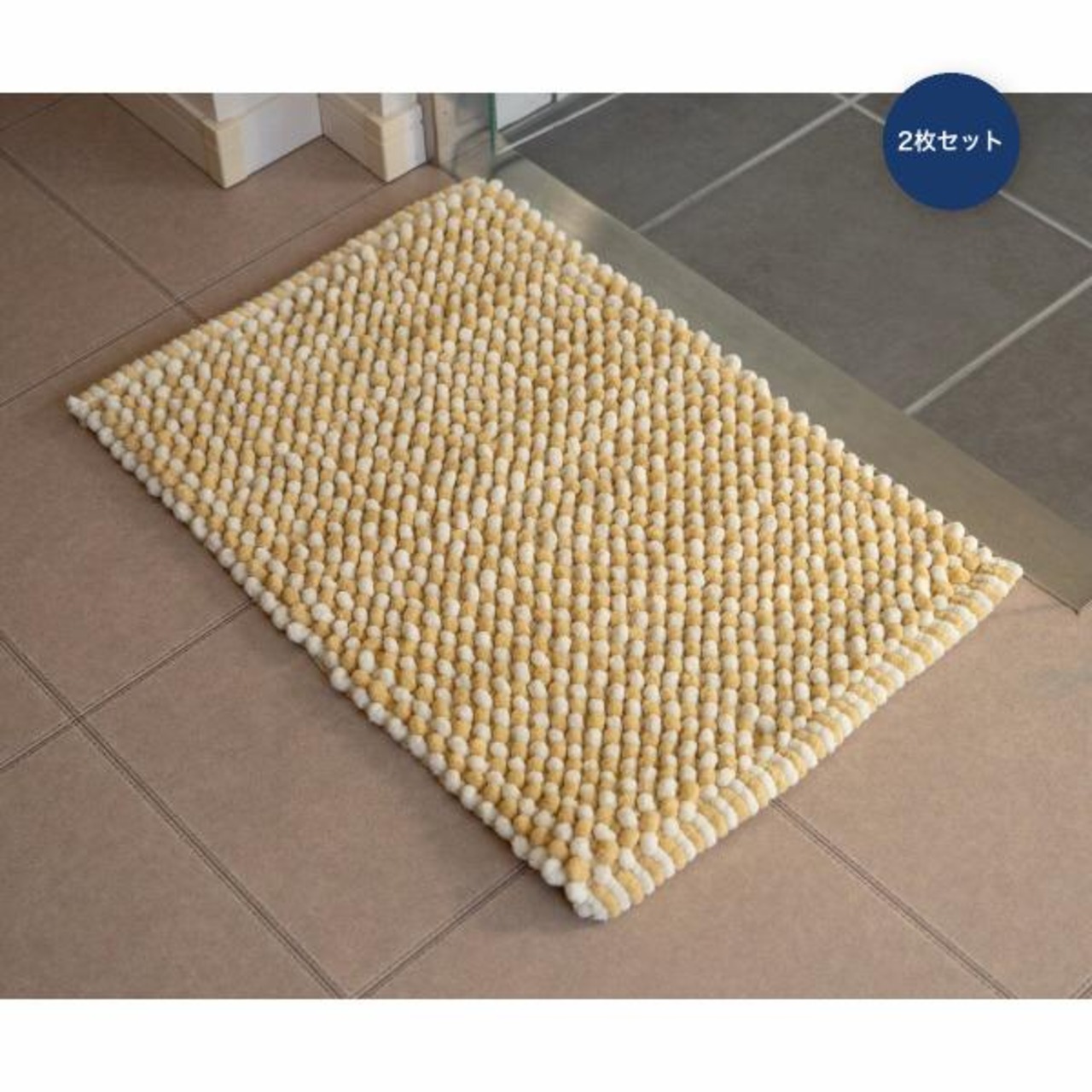 インド手織りバスマット スター 40x60cm 2枚セット