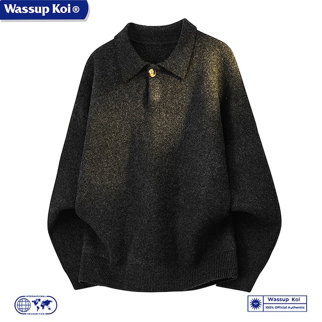 ♥シンプルなポロ襟ニット！【WSシリーズ】★セーター★ ユニセックス 3color ニットトップス
