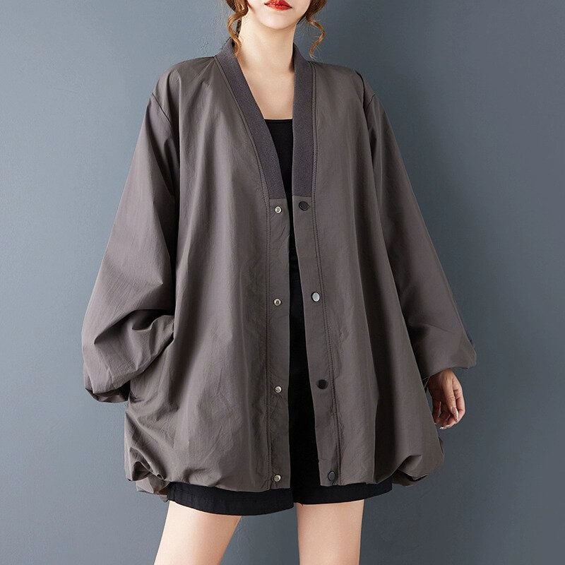SOLID V-NECK BALLOON CARDIGAN JACKET 2colors M-15095