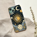 受注生産 iPhoneケース 太陽と月相の黒背景星図｜天体図 STAR015B