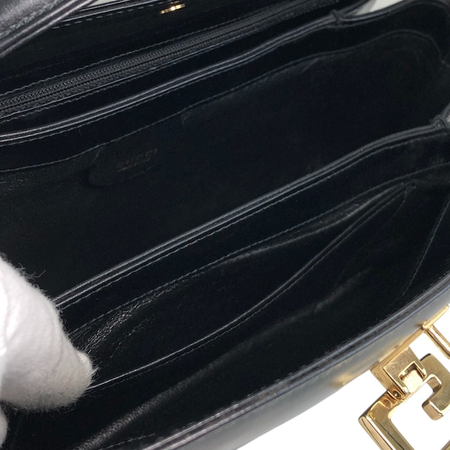 GUCCI グッチ ショルダーバッグ ブラック Gモチーフ レザー バニティバッグ vintage ヴィンテージ オールド y8u5ah