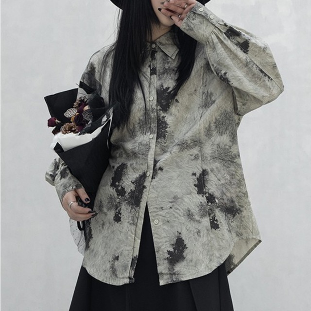 Monotone Tie-Dye Print Shirt　H0224