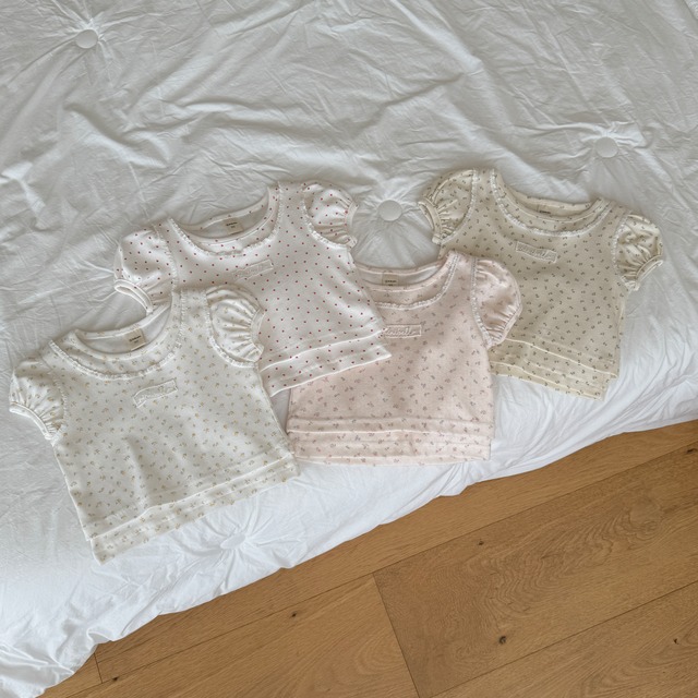 [予約] ninibello - sophie layered T-shirt ( heart / yellow flower / pink flower / blue flower )