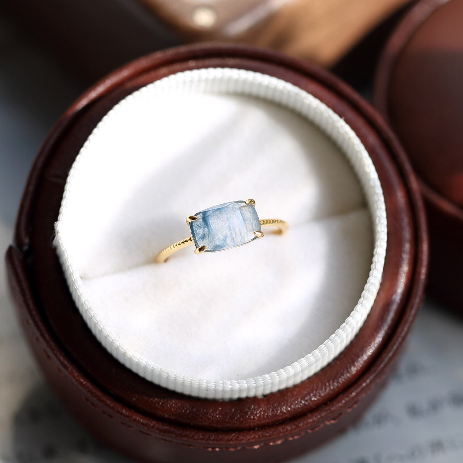 100% S925シルバーリング 14K金メッキ 天然ルチルクォーツ アイス