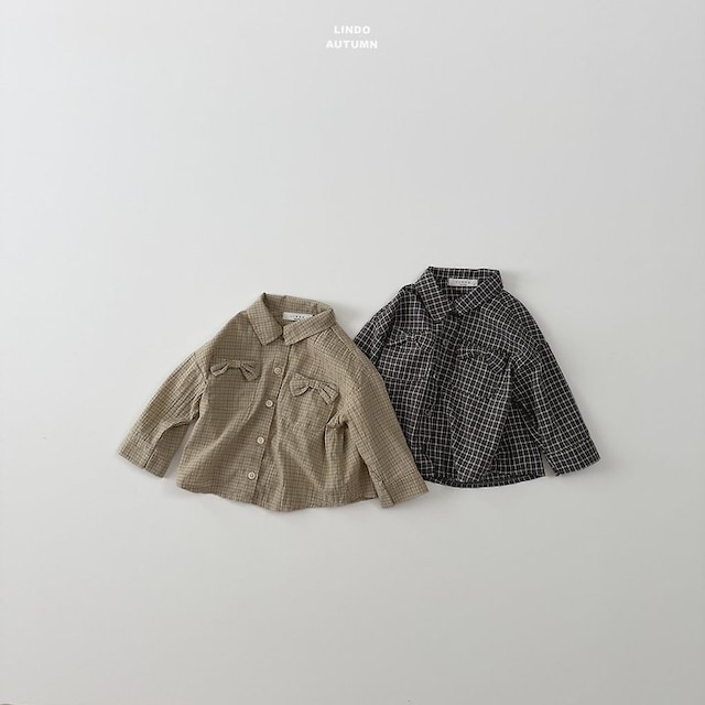 【取寄】lindo|ribbon check shirt|リボンチェックシャツ|XS-XL|kids|26 autumn