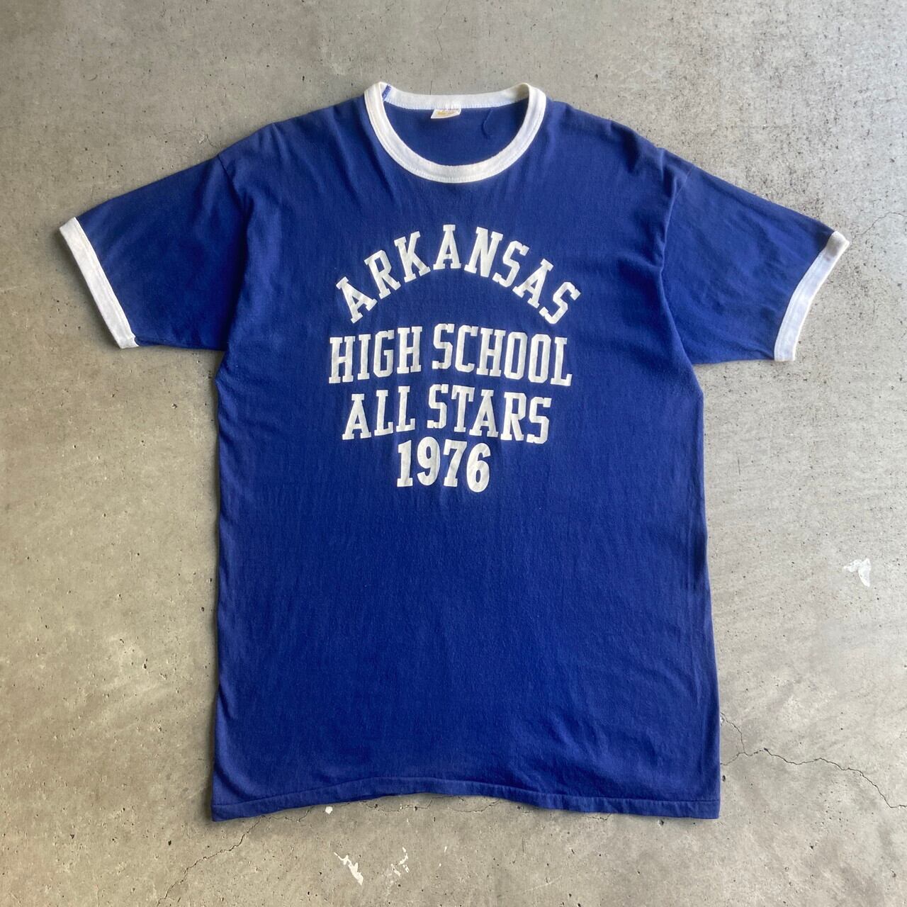 USA製 70年代 カレッジ 4段 ロゴ プリント リンガーTシャツ メンズXL 