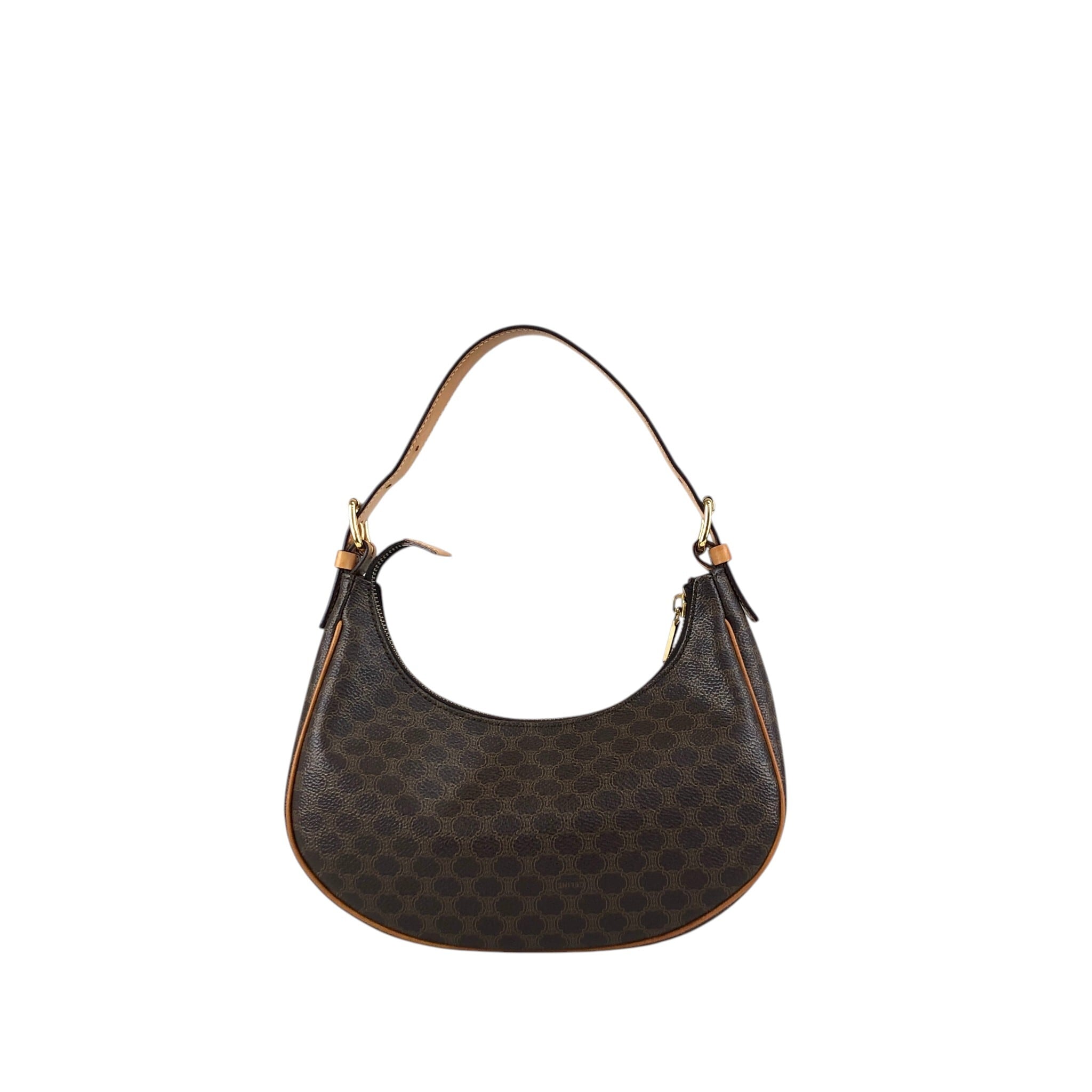CELINE セリーヌ マカダム ショルダーバッグ ブラウン PVC レザー