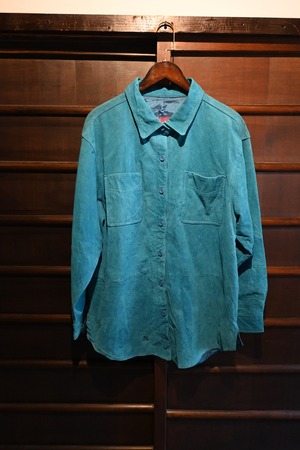 Vintage Denim & Co Teal Suede Leather Shirt Jacket 0330