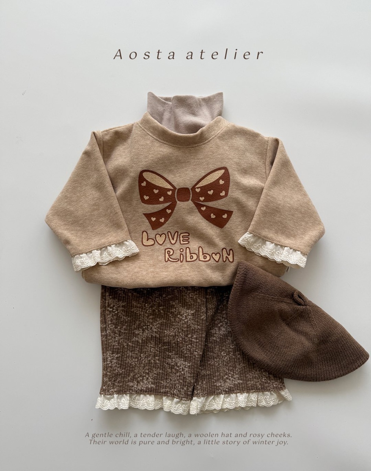 【Aosta】 ルナパンツ／ブラウンフラワー（70–110cm）2025冬 - 6