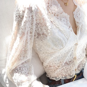 フレンチレトロ レースVネック ロングスリーブ 20833