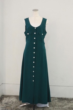 Euro green silk sleeveless one-piece