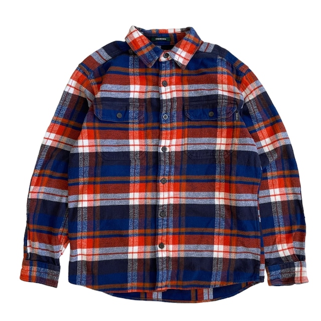 USED 00's WOOLRICH flannel check shirst - orange,blue