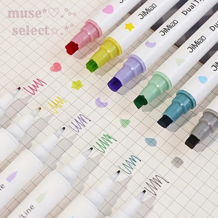 即納】6色セット ツインヘッドペン スタンプペン カラーマーカー