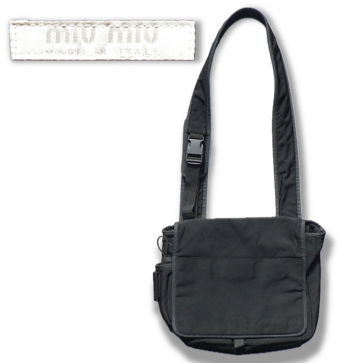 90s】MIU MIU black nylon shoulder bag archive | 八朔堂 古着