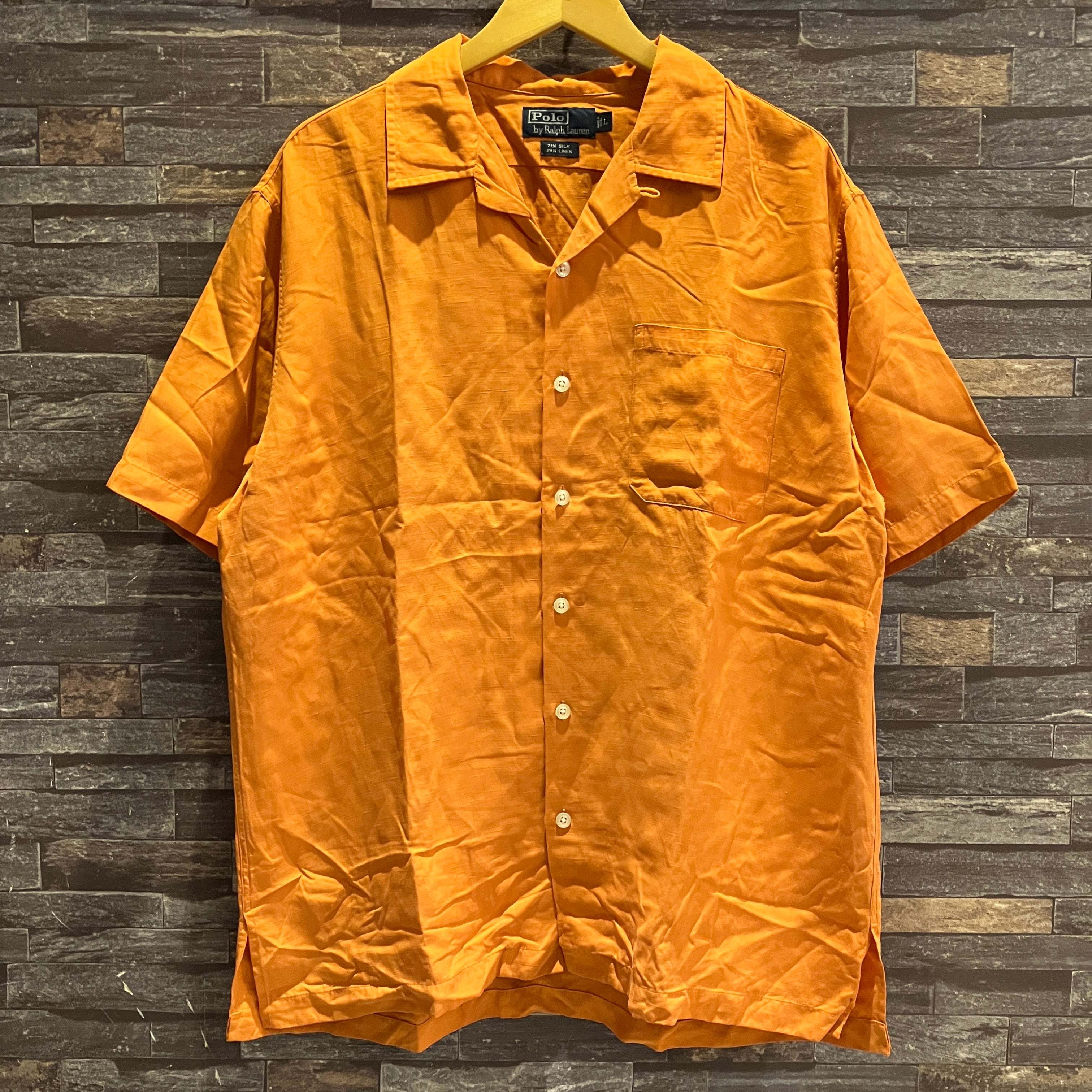 RALPH LAUREN S/S SILK LINEN SHIRT ORANGE | safarionline