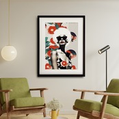 Ms.Tsubaki ｜和と洋が交差する椿コラージュアートポスター ファッションテイストで空間を洗練させるスタイリッシュインテリアA2ポスター