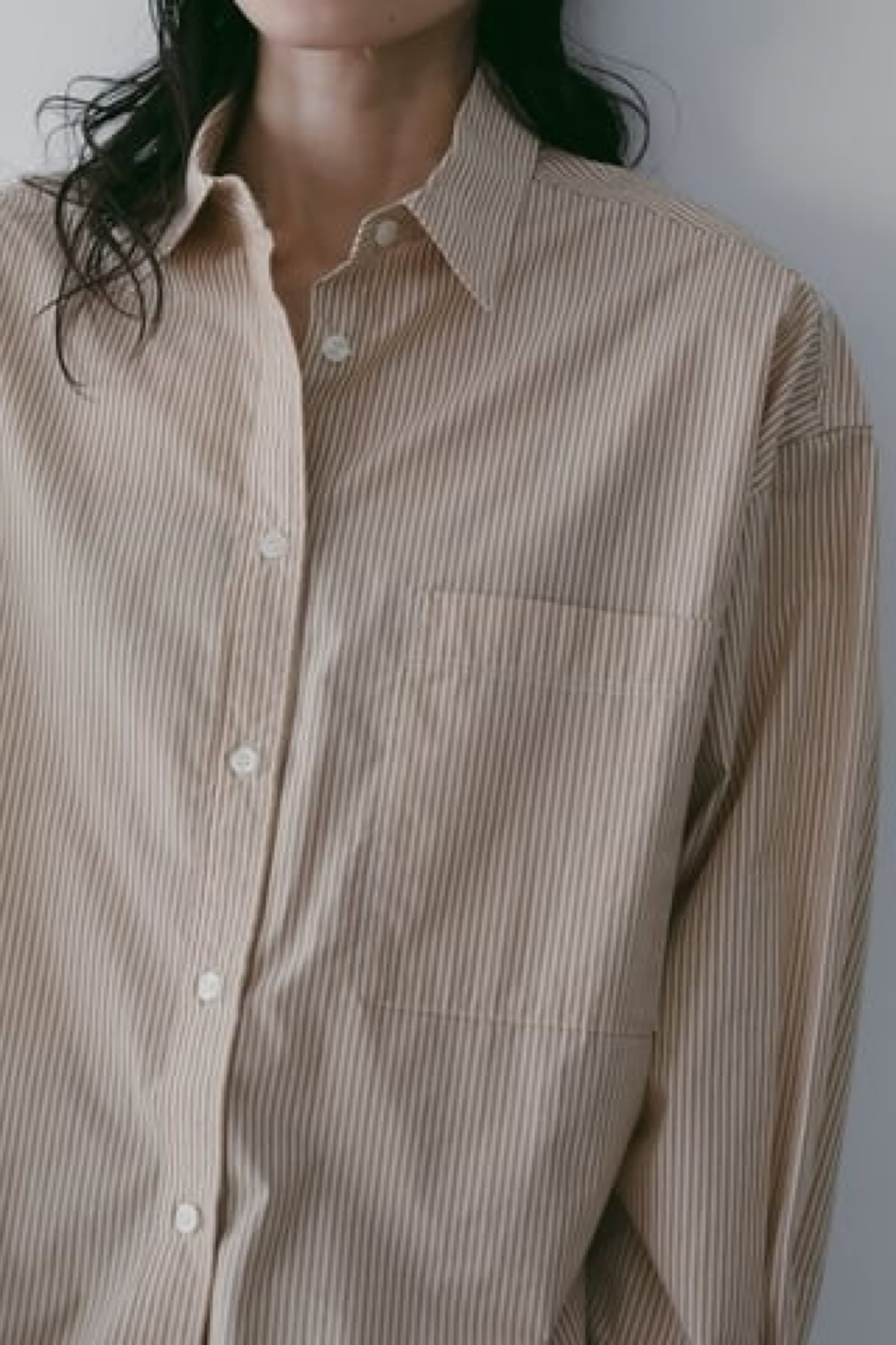 ànuke Stripe Over Shirts ストライプオーバーシャツ Orange