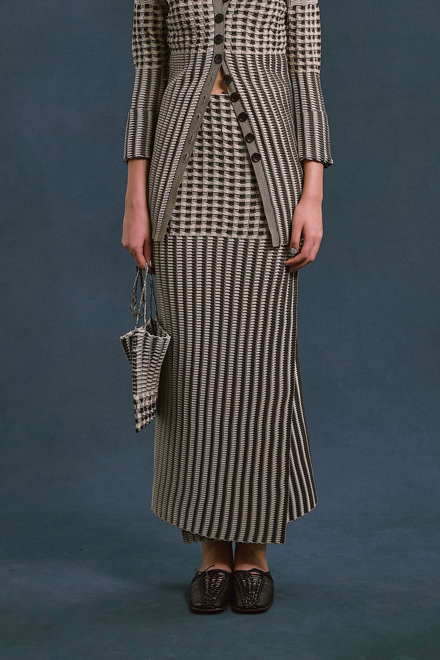 A CCORDION LINKS SLIT SKIRT リンクススリットスカート LT.KHAKI