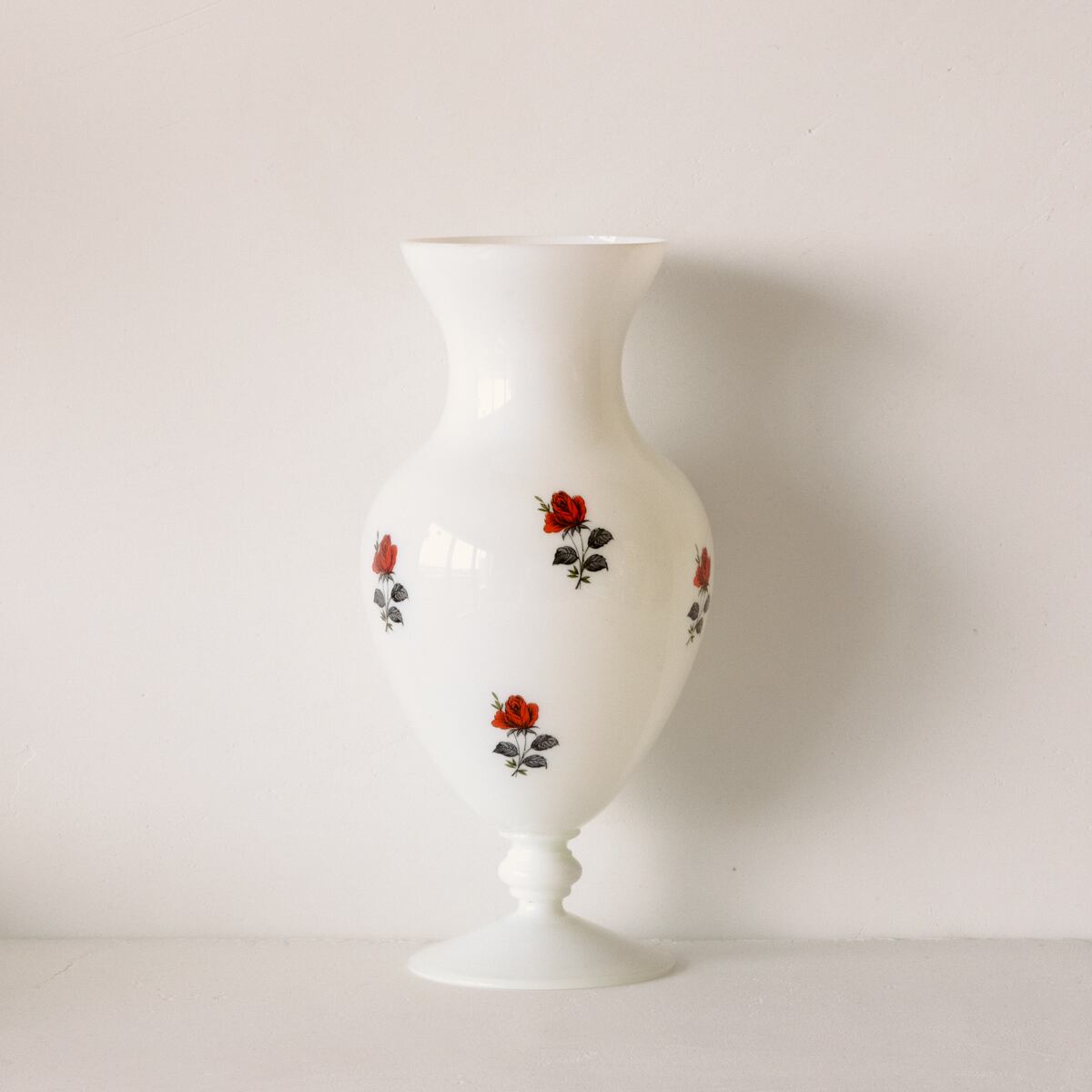 Milky Vase with Red Rose